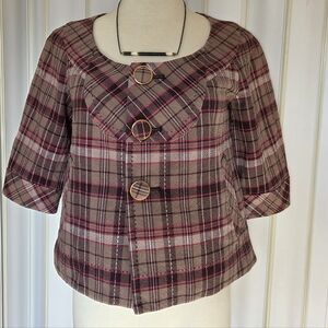 Talula Plaid Blazer in Brown and Pink